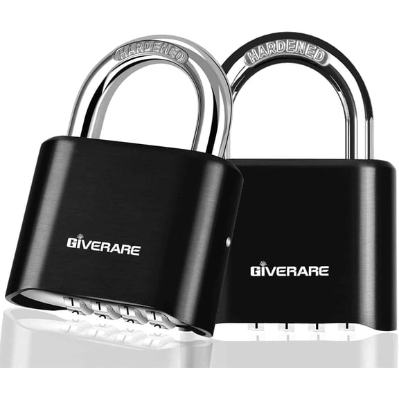 2 Pack 4-Digit Combination Lock, Heavy Duty Padlock Metal, Outdoor Alloy Locks with Hardened Steel Shackle, High Security Weatherproof Large Padlocks for Gym, School,Locker,Fence,Gate,Hasp,Case-Black