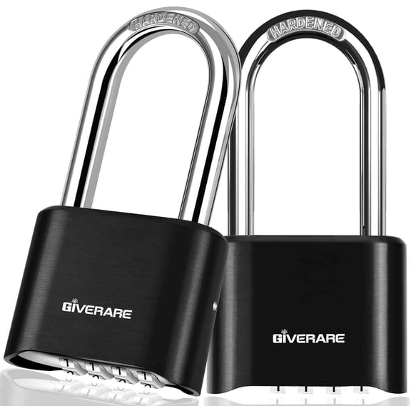 2 Pack 4-Digit Combination Lock, Heavy Duty Padlock Metal, Outdoor Alloy Locks with Long Hardened Steel Shackle, High Security Weatherproof Large Padlocks for School,Locker,Fence,Gate,Hasp,Case-Black