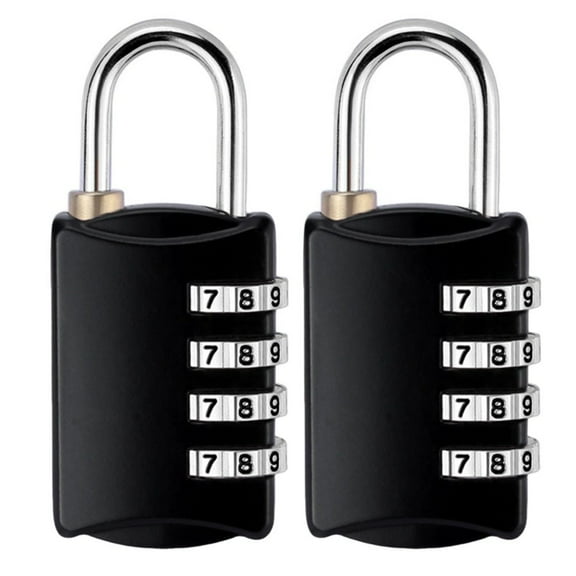 2 Pack 4 Digit Combination Lock Outdoor Padlock with Side Window for School Gym Lockers Storage Toolbox Zinc Alloy Waterproof Black Silver