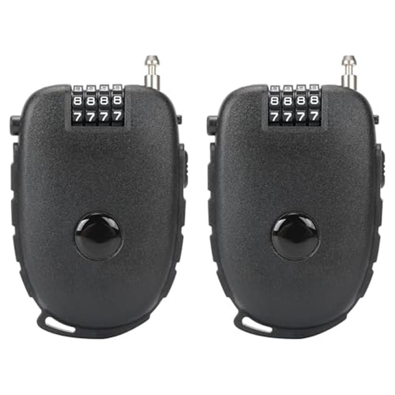 2 Pack 4-Digit Combination Lock with 29.5 Inch Quickly Retractable Steel Cables - Keyless Security for Bike, Helmet, Ski