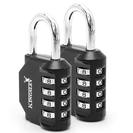 2 Pack 4 Digit Combination Padlock for School Gym Locker Weatherproof No Keys Necessary