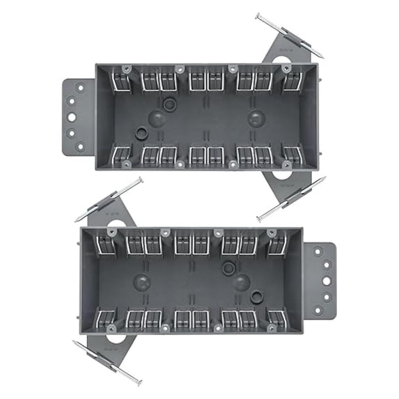 (2 Pack) 4-Gang Plastic Electrical Box, Grey Outlet Box, Four Gang New ...