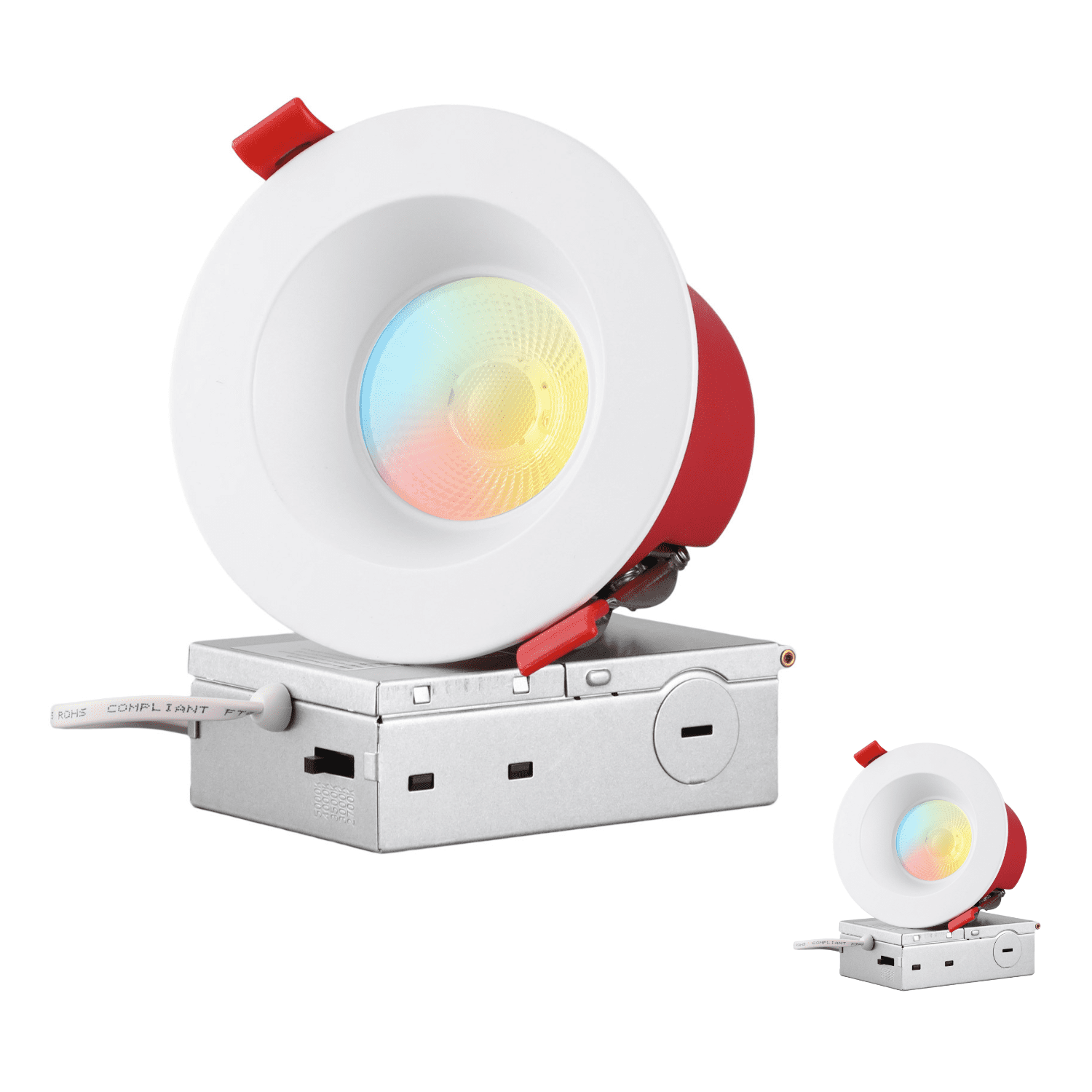2 Pack 4 Inch 15W Fire Rated Deep Baffle LED Recessed Light, 5CCT Dimmable Canless Downlight with J-Box, Meets UL263 & ASTM E119, 2 Hour Fire-Rated Commercial Ceilings