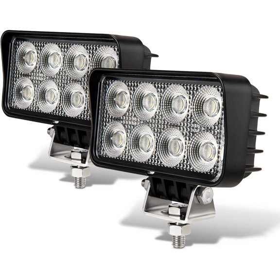 2 Pack 4 Inch 24W 2700LM Square LED Tractor Work Light, IP67 Waterproof 12V 24V Flood Driving Fog Pod with 180 Degree Adjustable Bracket for Truck SUV UTV ATV Tractor Forklift Loader Heavy Equipment,