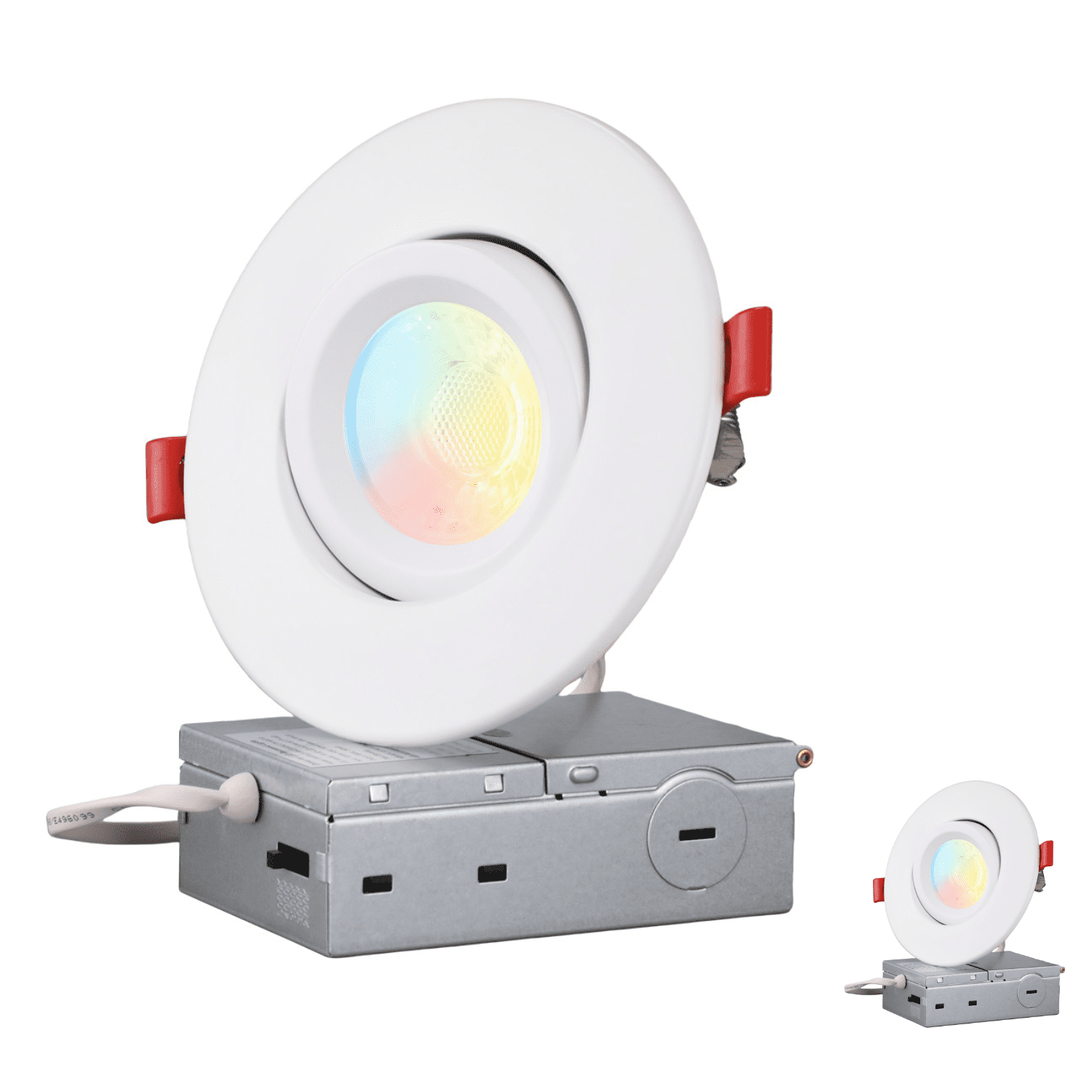 2 Pack 4 Inch 9W Fire Rated Gimbal LED Recessed Light, 5CCT Dimmable Canless Downlight with J-Box, Meets UL263 & ASTM E119, 2 Hour Fire-Rated Commercial Ceilings