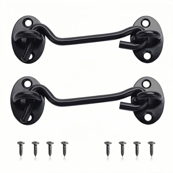 2 Pack 4 Inch Hook and Eye Latch, Black Stainless Steel Barn Door Gate Shed Lock