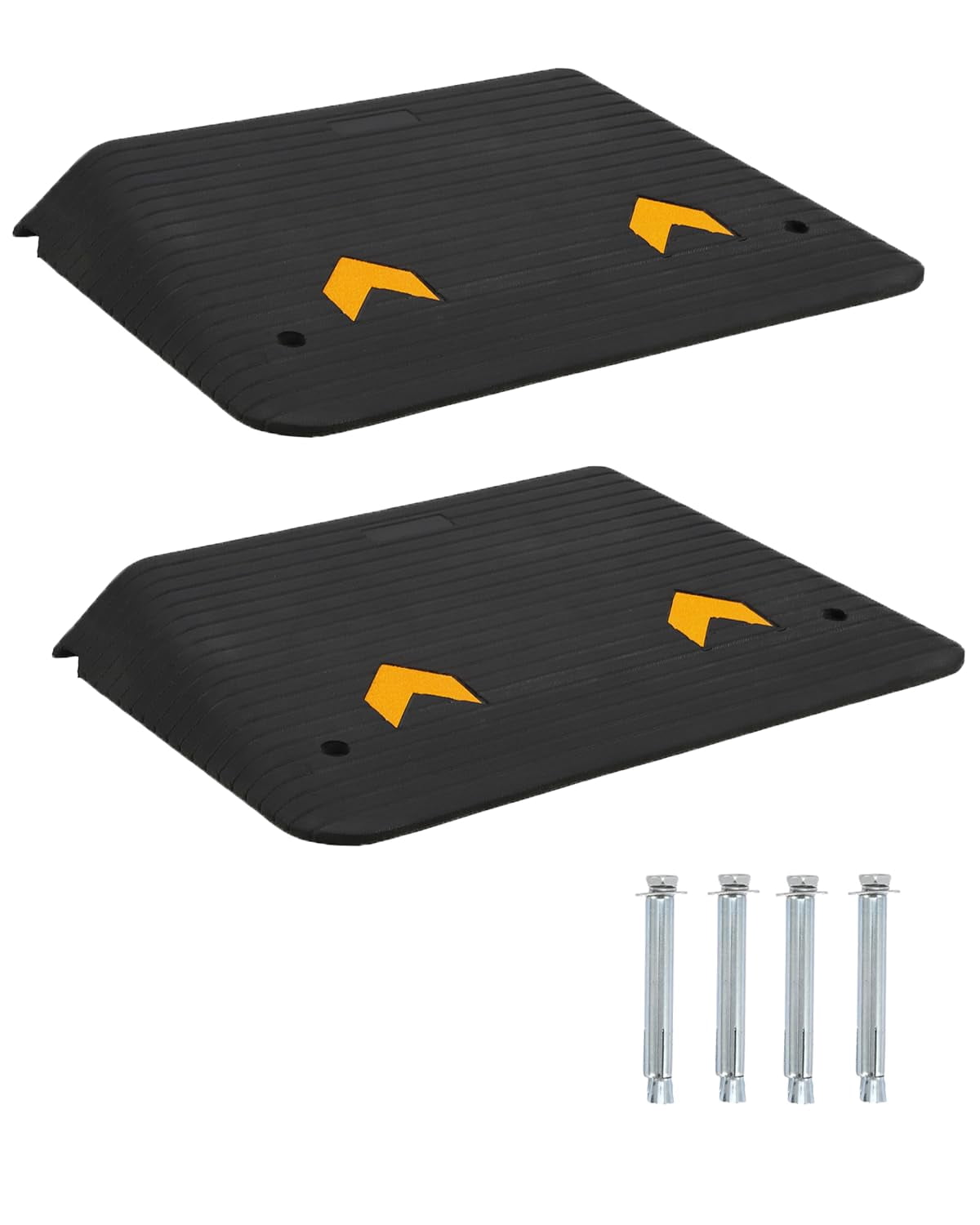 2 Pack 4 Inch Rise Rubber Threshold Ramp, 33000LBS Heavy Duty Non-Slip ...