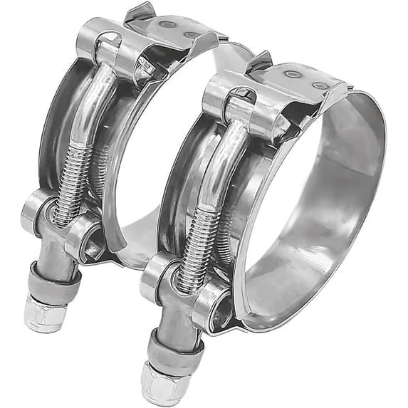 2 Pack 4 Inch T-Bolt Hose Clamps Stainless Steel 108-116mm Adjustable Band with Nylon Insert Locknut