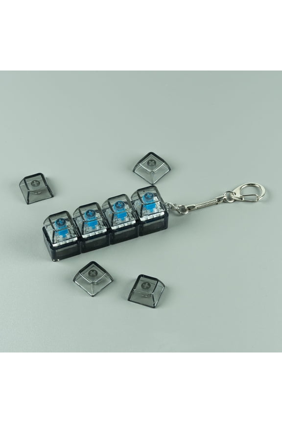 Transparent 4 Key Mechanical Fidget Keychain, Stress Relief Sensory Toy for Kids & Adults, 2 pack