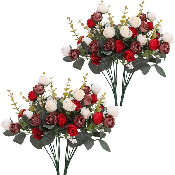 2 Pack/ 4 Pack Artificial Silk Fake Flowers Rose Floral Decor Bouquet