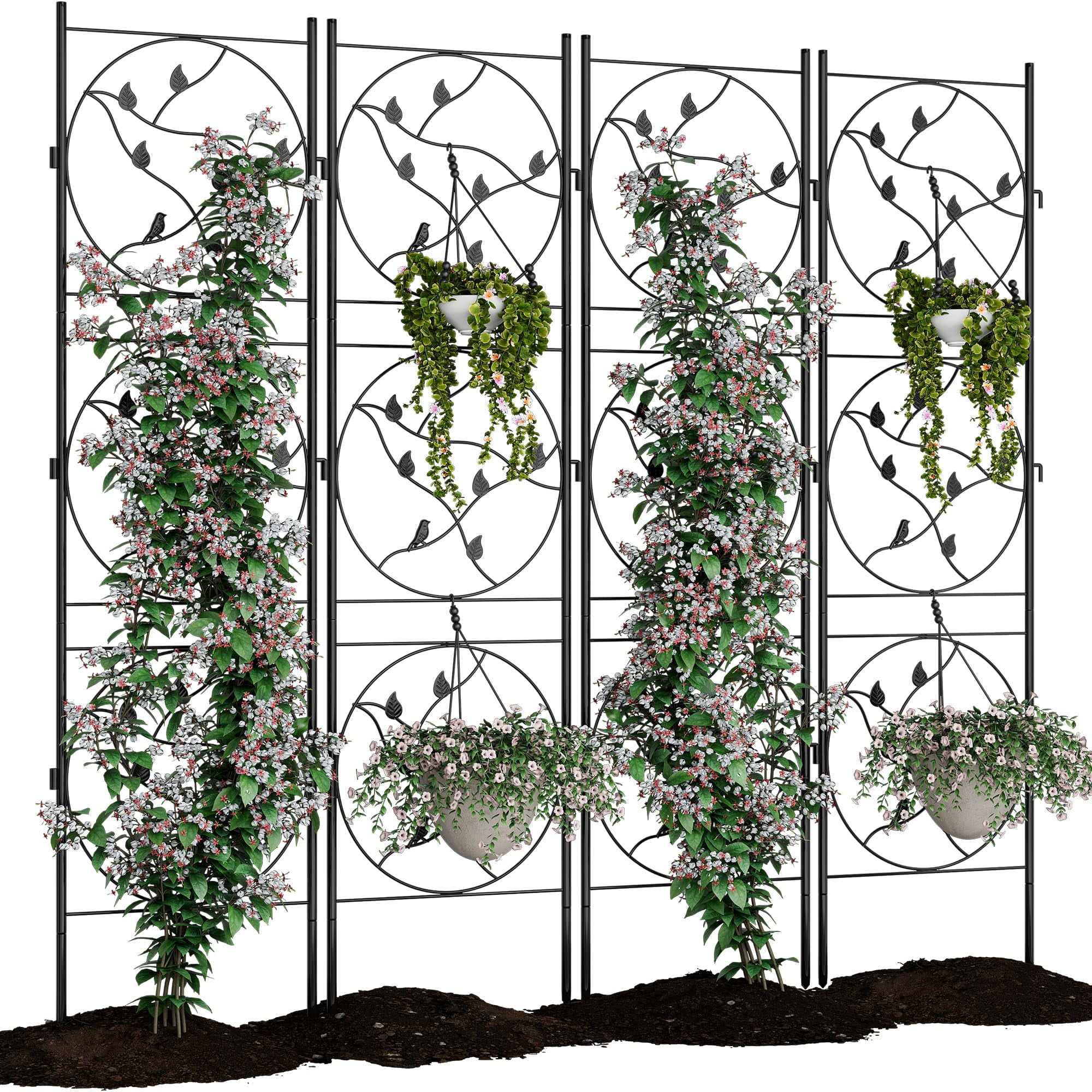 2 Pack /4 Pack Panels No Dig Dog Fence Outdoor - 71.6 Inch Tall Rustproof Animal Barrier with Gate, Decorative Garden Fence Panels for Yard Border, Patio （71.6 x 20.4 inch）