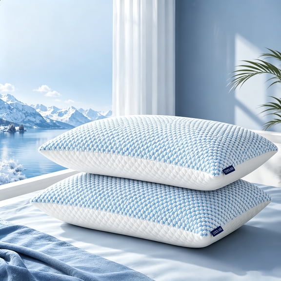2Pack /4Pack Queen Size Fluffy Cloud Cooling Pillows, Plush Loft Bed Pillows with Cooling Surface Cover, Comfort DeepSleep Pillow Set for All Sleep Positions
