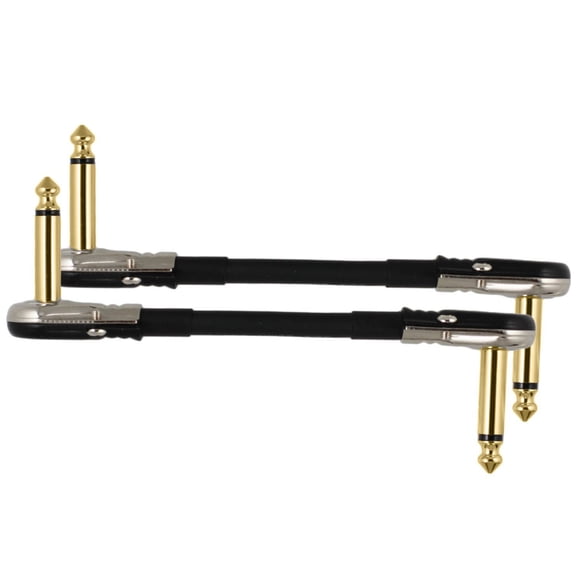 2-Pack 4" S-Shape Castline Gold Mogami 2524 Guitar Pedal Board Patch Cable TS Low Profile Pancake Connector