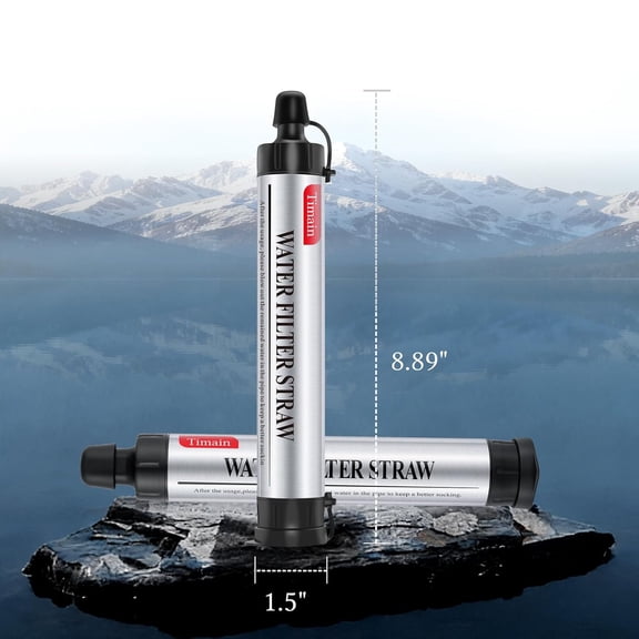 2-Pack 4-Stage Filtered, High Flow Water Purification Straw, Survival Water Filter for Emergency Kits, Travel, Camping, Hiking, Fishing, Hunting