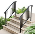 2 Pack 4 Step Handrails for Outdoor Steps, Fit 3 or 4 Steps Outdoor
