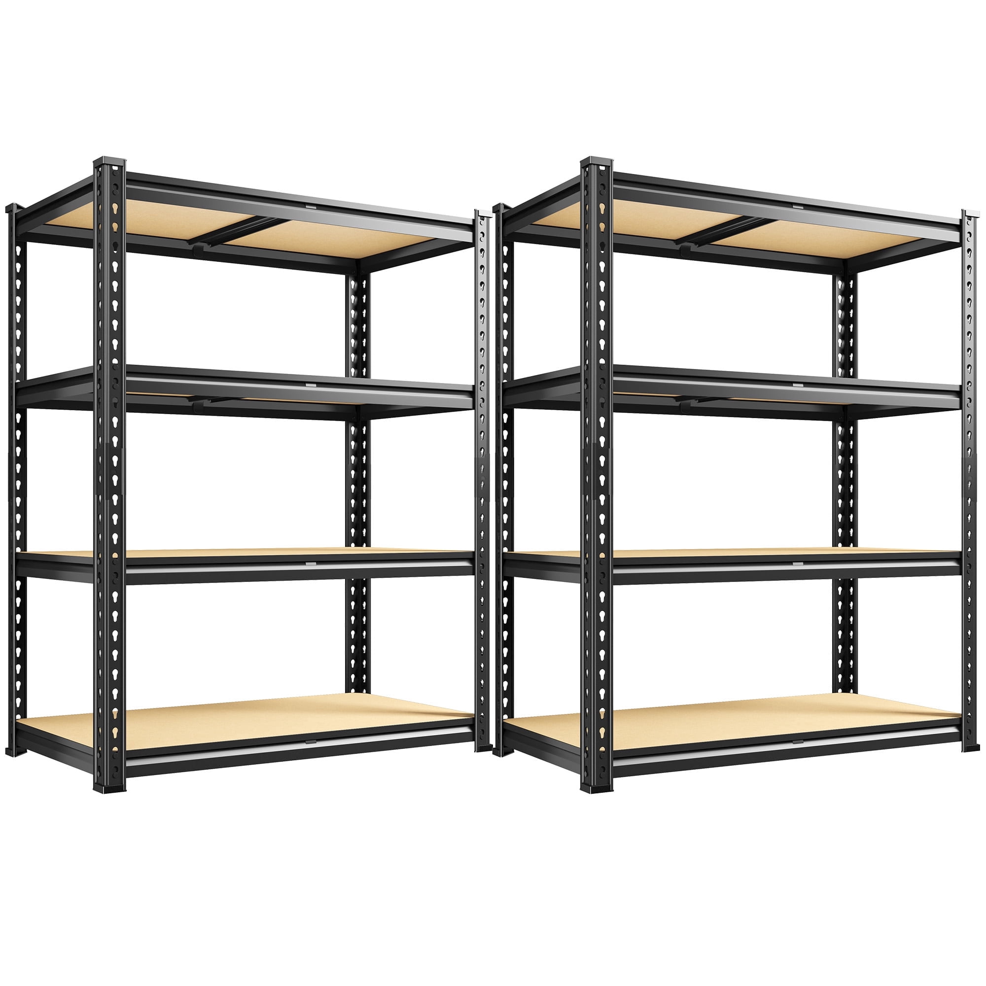 REIBII 2-Pack 4-Tier Steel Storage Shelving Unit,35 in x 12 in x 60 in,3200 lb Total Capacity,Black