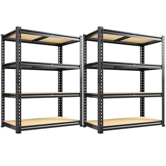 REIBII 2-Pack 4-Tier Steel Storage Shelving Unit,35 in x 12 in x 60 in,3200 lb Total Capacity,Black