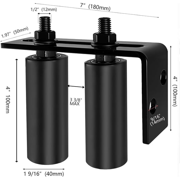 2 Pack 4" Universal Gate Roller Guide,Nylon Slide Gate Guide Rollers with Black L Bracket, Gate Hardware Roller Kit for Sliding/Rolling Gates/Barn Door Guide -2 Kit(Black)