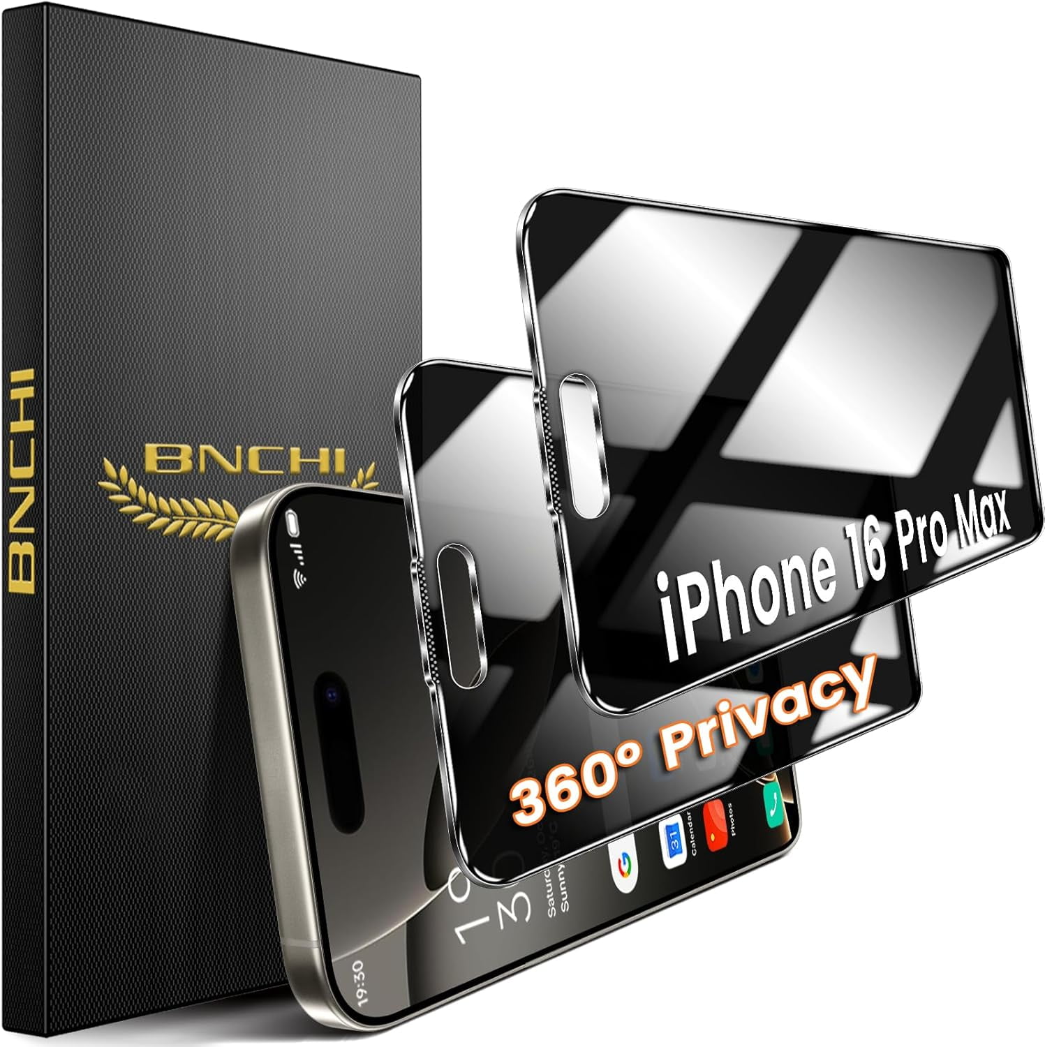 2 Pack 4 Way 360° Privacy Screen Protector for iPhone 16 Pro Max ...
