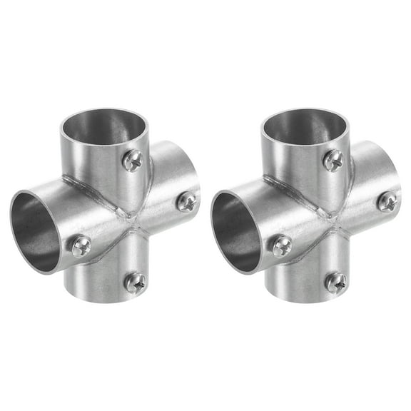 2 Pack 4-Way Cross Pipe Fitting Connector Fit 1" OD Pipe