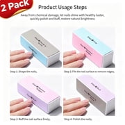 2 Pack 4 Way Nail Buffer Block, 4 Sided Nail File Buffing Block for Shaping Removing Ridges Buffing Polishing, Salon Quality Manicure Tool for Natural Acrylic Gel Nails Home DIY Nail Care Supplies