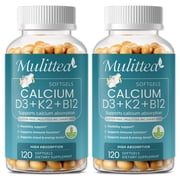 2 Pack 4-in-1 Calcium Complex   with Vitamin D3, K2 MK-7 & B12 for Bone, Immune & Heart Health, 240 Softgels
