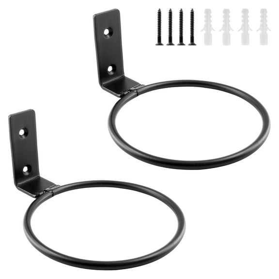 2 Pack 4 inch Flower Pot Holder Ring, Flower Pot Holder Ring Wall Mounted Set Wall Mounted Metal Planter Hanger Matte Black Hanging Plant Holder