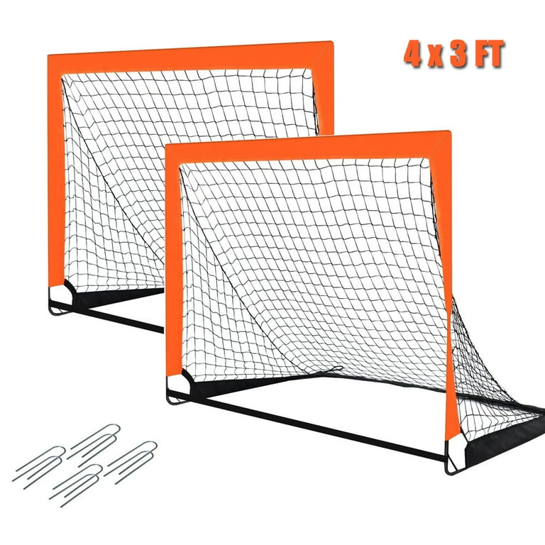 2 Pack 4 x 3 FT Size Portable Kid Soccer Goals for Backyard