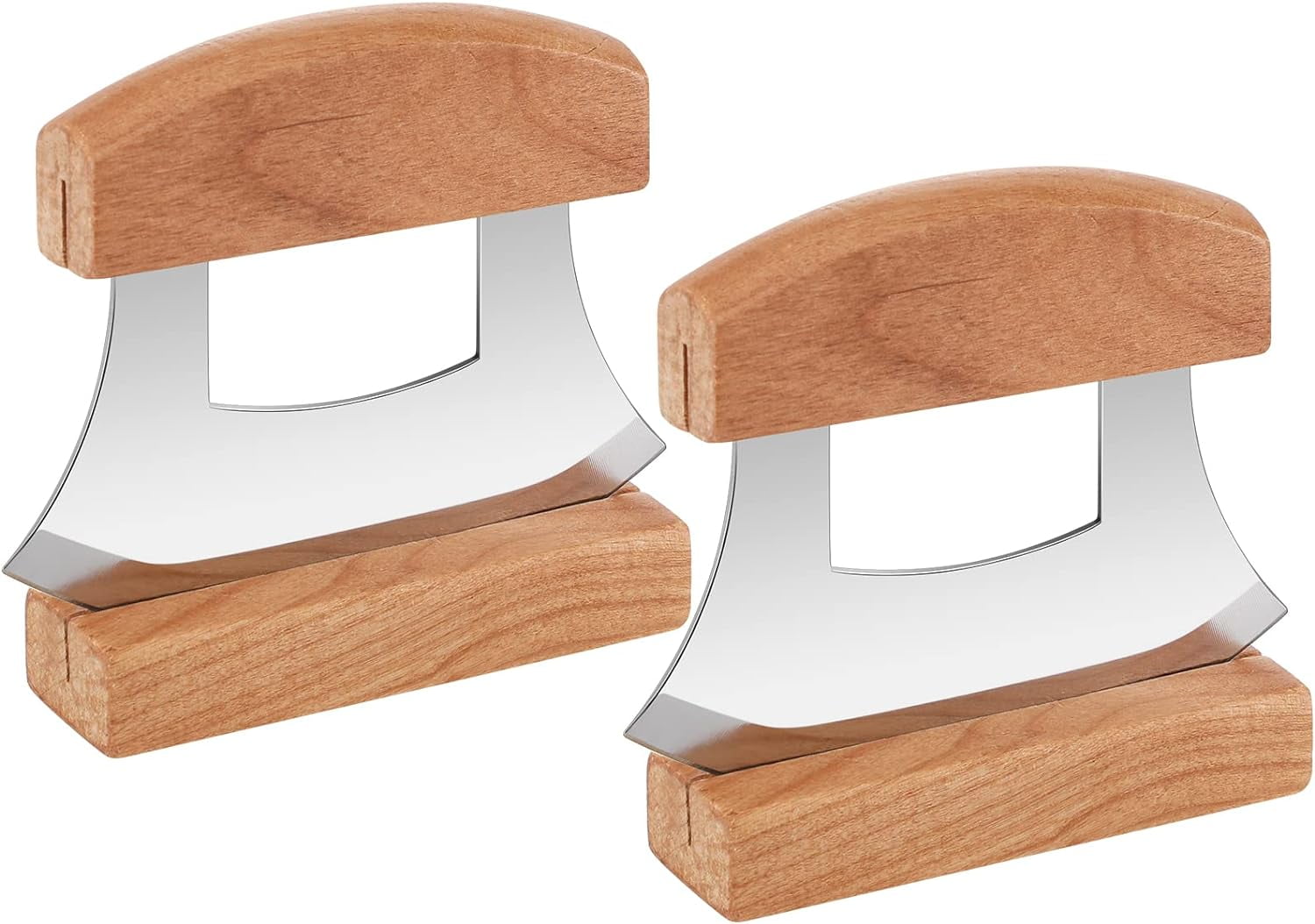 2 Pack 4 x 5 inch Mezzaluna Ulu Knife - Premium Stainless Steel - Rocker Chopper Slicer Cutter for Easy Meal Prep Thoughtful Gift Kitchen and Dining Convenience|Two Pack of 4 inch x 5 inches Mezzaluna