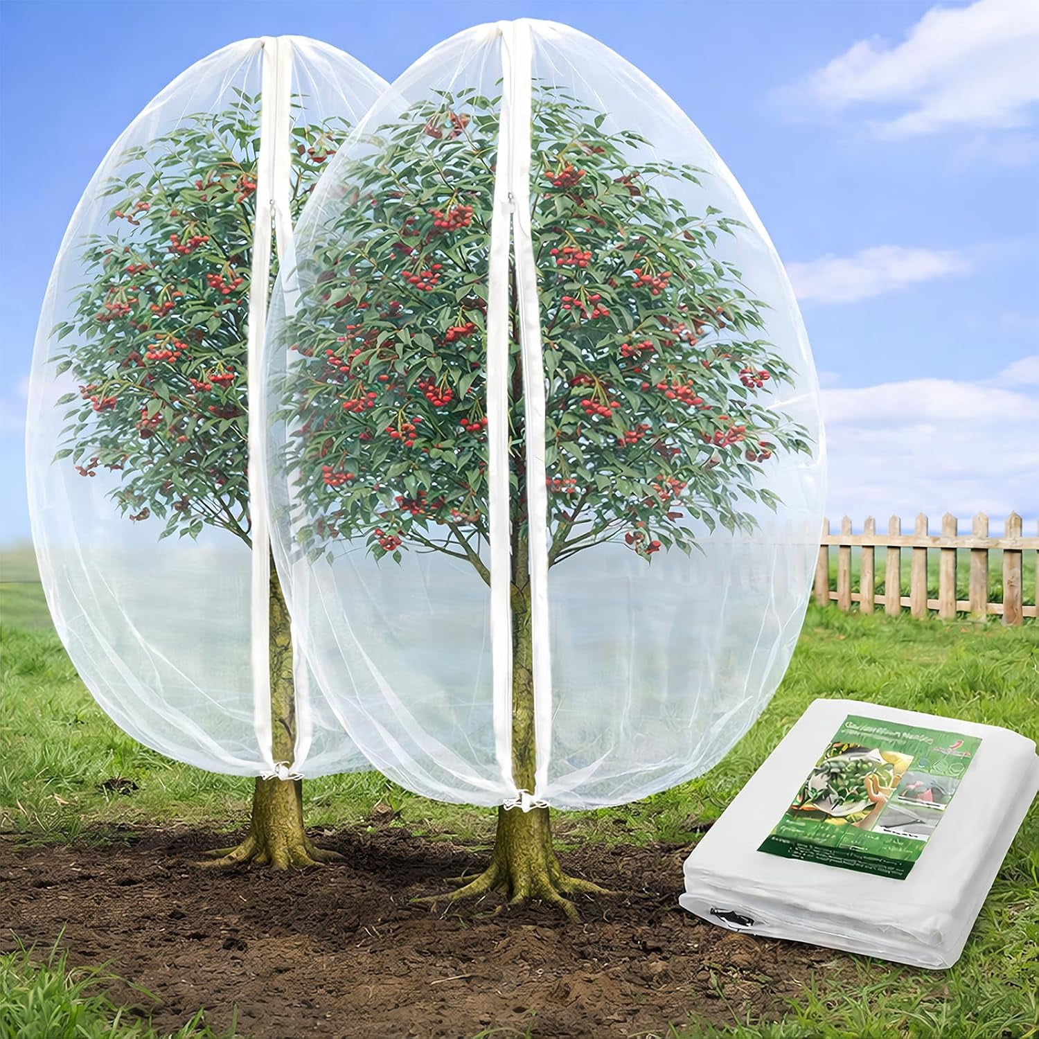 2 Pack 4 x 6ft for Plants, Fruit Tree Netting with Zipper & Drawstring, Bird Netting for Garden Protection, Blueberry Bushes, Tomato Plants & Fruit Trees