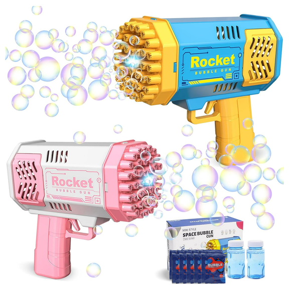 2-Pack 40-Hole Bubble Gun with Flashlight, Bubble Launcher Bubble Machine Bubble Blower Bubble Maker Bubble Gun Kids Boys Girls Toy Gifts for Outdoor Indoor Birthday Wedding Party