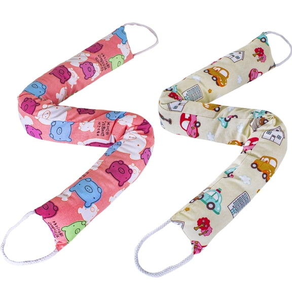2 Pack 40 Inch 4 Inch Wide Under Door Blocker Door Draft Stopper, Bottom Blocker Weighted Gap Filler Saving Energy Sound Air Noise Light Stopper Canvas Cotton Cartoon Print 2.8Lb