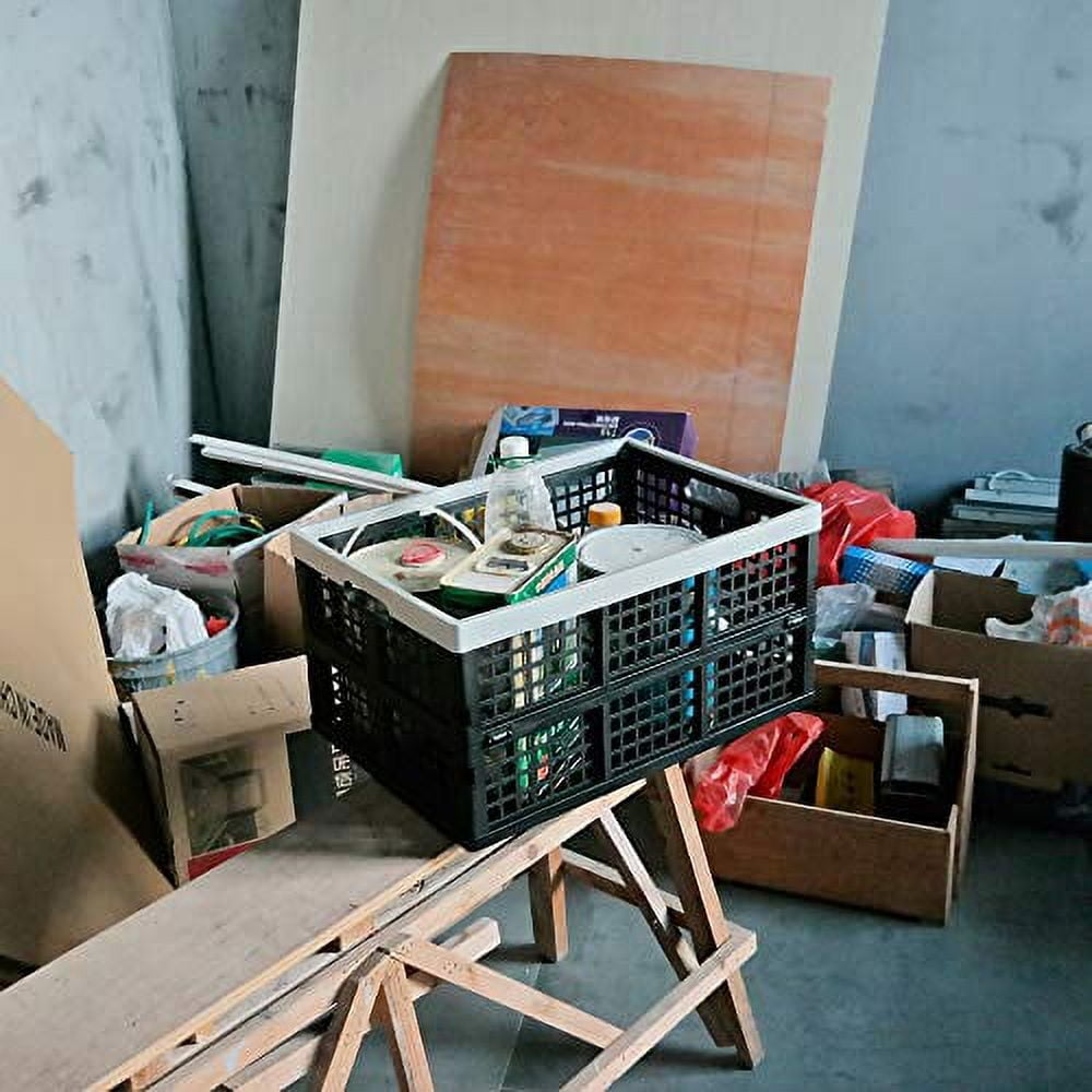 2Pack 40 L Plastic Collapsible Storage Crates, Large Stackable Storage