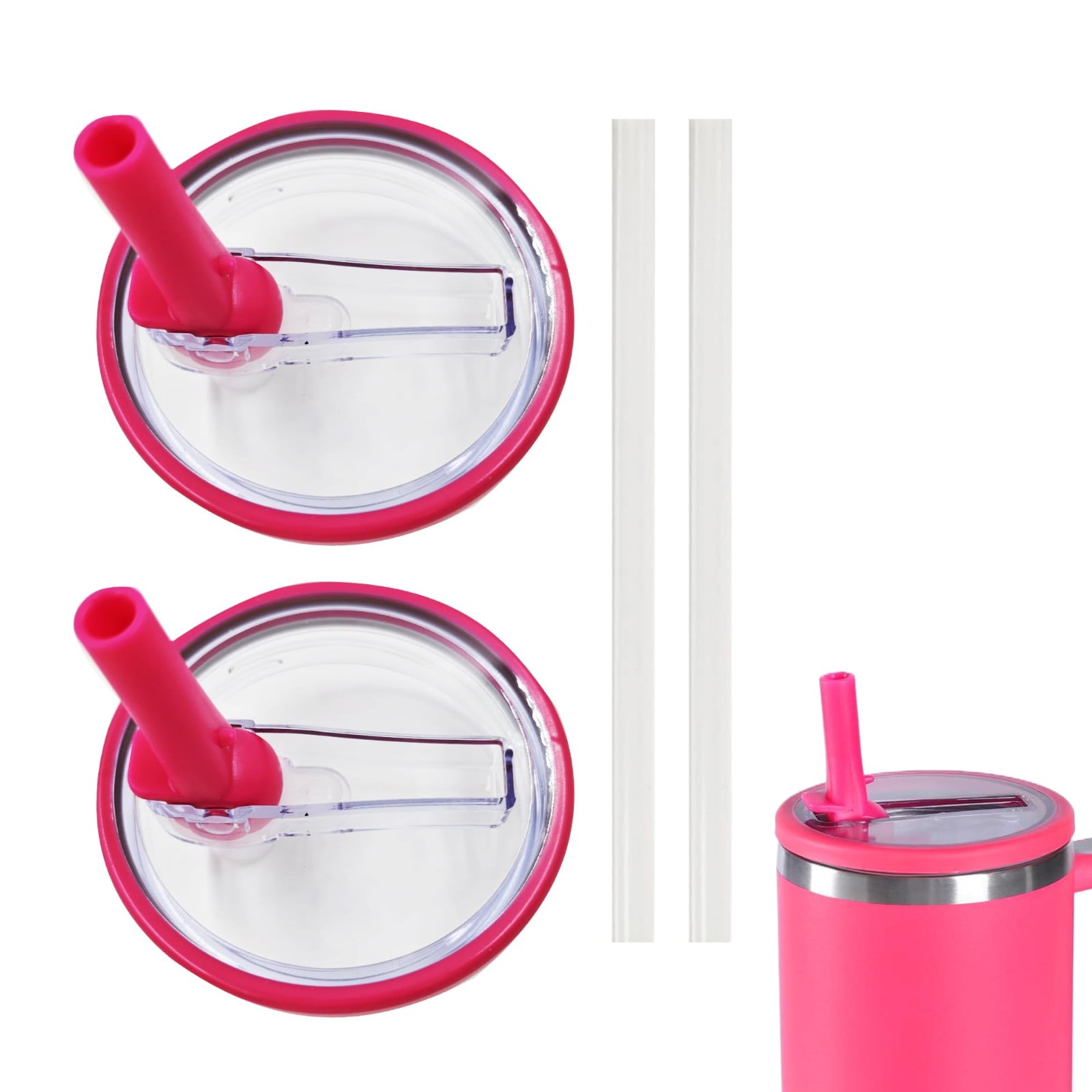 2 Pack 40 Oz Tumbler Flip Straw Lid Replacement Fit For Spill Proof