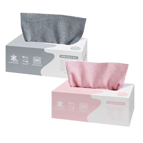 2 Pack 40 Sheets Cleaning Rags, Microfiber Cleaning Cloths, Reusable Cleaning Towels in Box, Microfiber Lint Free Multi-Purpose Towel, 7.87x7.87 Inch, Gray + Pink