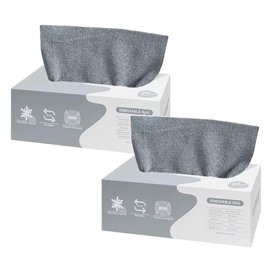 2 Pack 40 Sheets Cleaning Rags, Microfiber Cleaning Cloths, Reusable Cleaning Towels in Box, Microfiber Lint Free Multi-Purpose Towel, 7.87x7.87 Inch, Gray