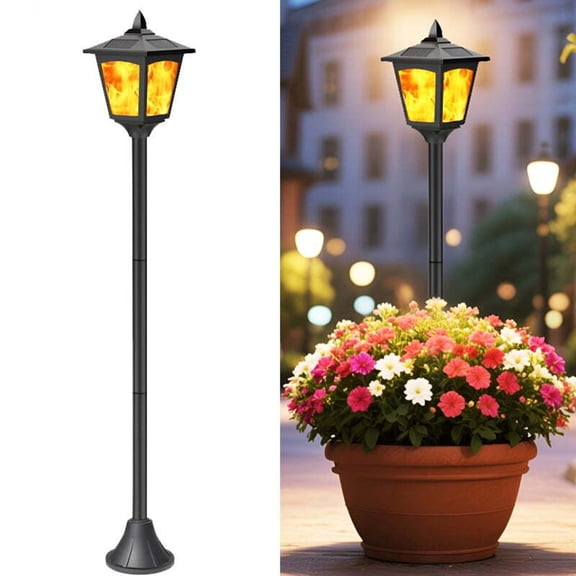 Kanstar Solar Flickering Flame Post Lights Traditional Waterproof LED Solar Dusk Till Dawn 2 pack 40 inch