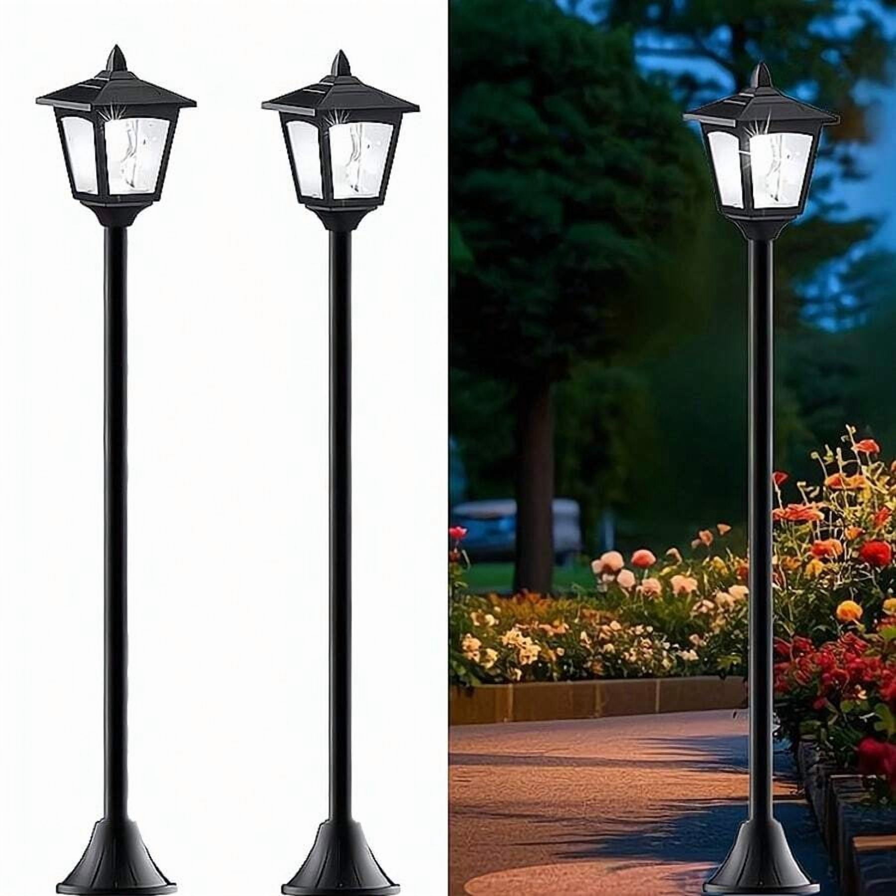 2-Pack 40" Solar Post Lights – Black Vintage LED Lamp Posts For Garden, Patio & Pathway Outdoor Décor
