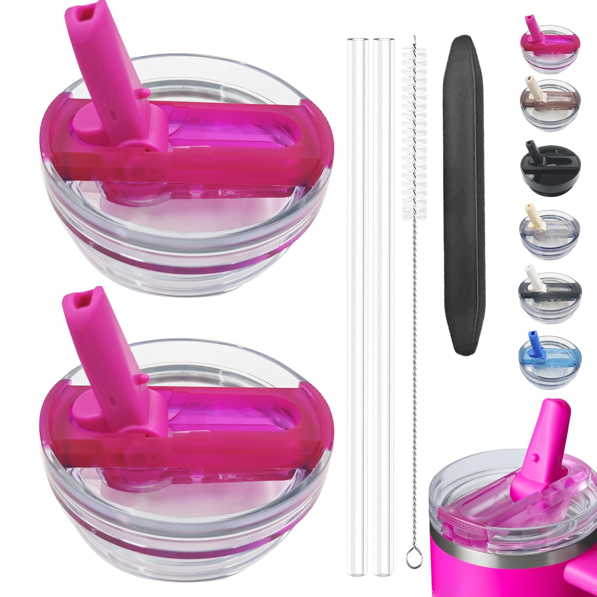 2-Pack Stanley Tumbler Lids – Compatible With 40oz Stanley Cups, Leak-Proof Flip Straw Lid, Detachable