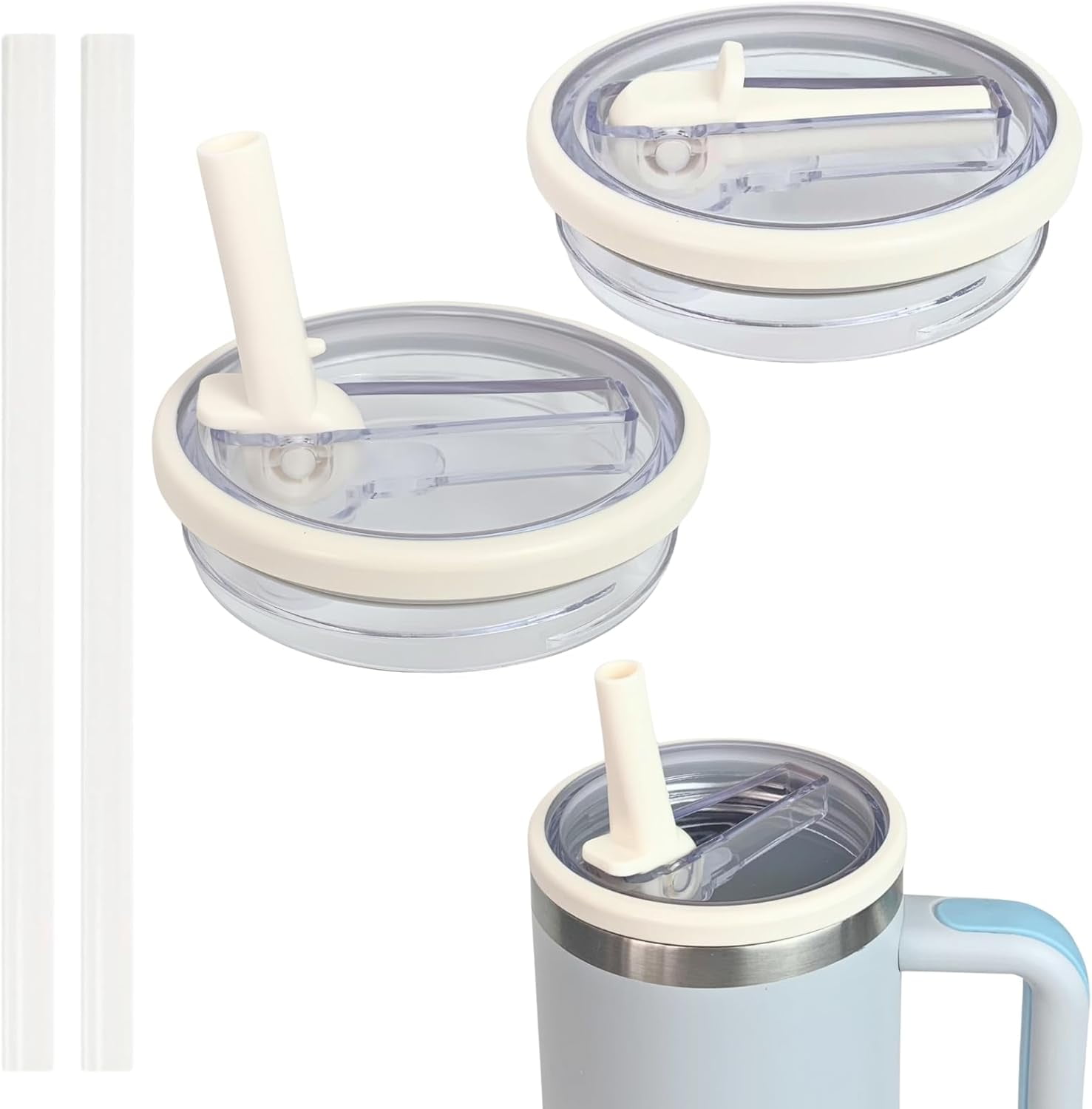 40 oz Off-White Flip Straw Tumbler Lid Replacement Pack
