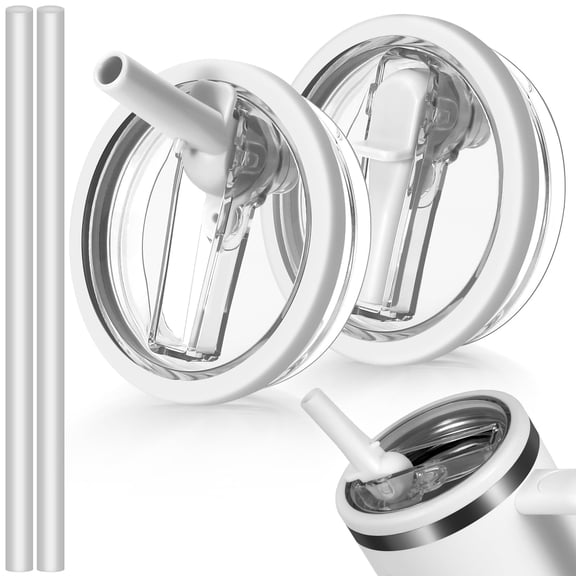 2 Pack 40 oz Tumbler Flip Straw Lid Replacement Fit for Stanley Quencher, Leak Proof for Stanley Lid Replacement Spill Proof Reusable Tumbler Cover Compatible with 40oz Cup Accessories