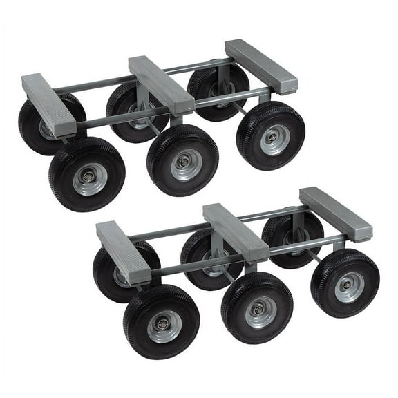 2 Pack 40" x 22" 6 Wheel All Terrain Dolly 1,200 lbs WLL - Heavy Duty Rubber Cap & Hardwood Furniture Moving Dolly w/ 10" Casters