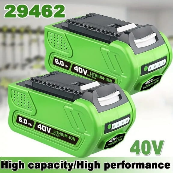 2 Pack 40V 6.0Ah Li-ion Battery 29462 Replacement for Greenworks Battery 40V with LED Indicator Light 29252 20202 22262 25312 25322 20642 22272 27062 21242