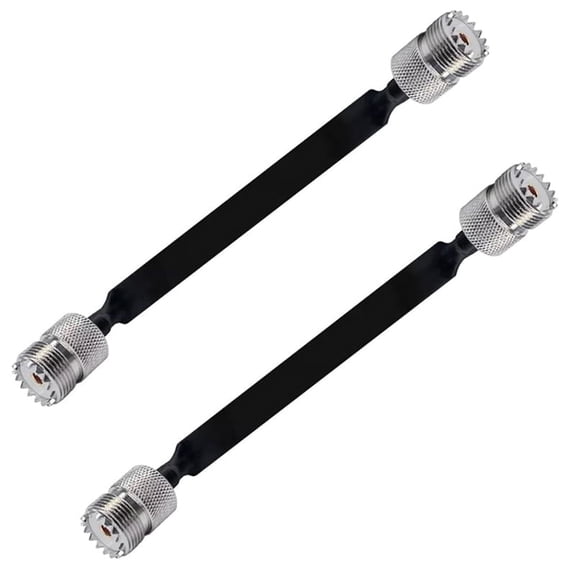 2 Pack 40cm Coaxial Flat Cable Window and Door Pass Through SO239 UHF Female to UHF Female 50 Ohm-