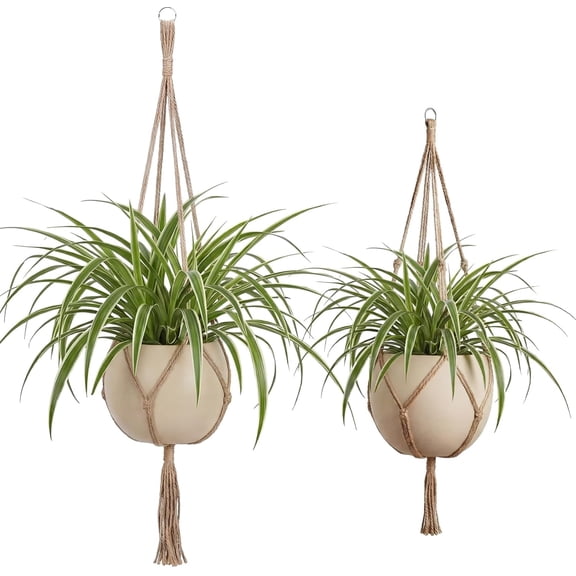 2 Pack 41 48 Inch Large Macrame Plant Hanger Rope to Hang Flower Pot Plant Holder for Indoor Outdoor Decorations, 4 Legs (Linen Color)