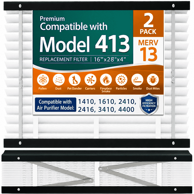 2 Pack 413 Air Filter Replacement, Compatible with AprilAire 413 Whole House Air Purifiers Models,1410,1610,2410,2416,3410,4400, MERV 13 HVAC Furnace Filter Replacement