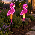 2-Pack 42-Inch Pink Solar Flamingo Outdoor Garden Decor Lights ...