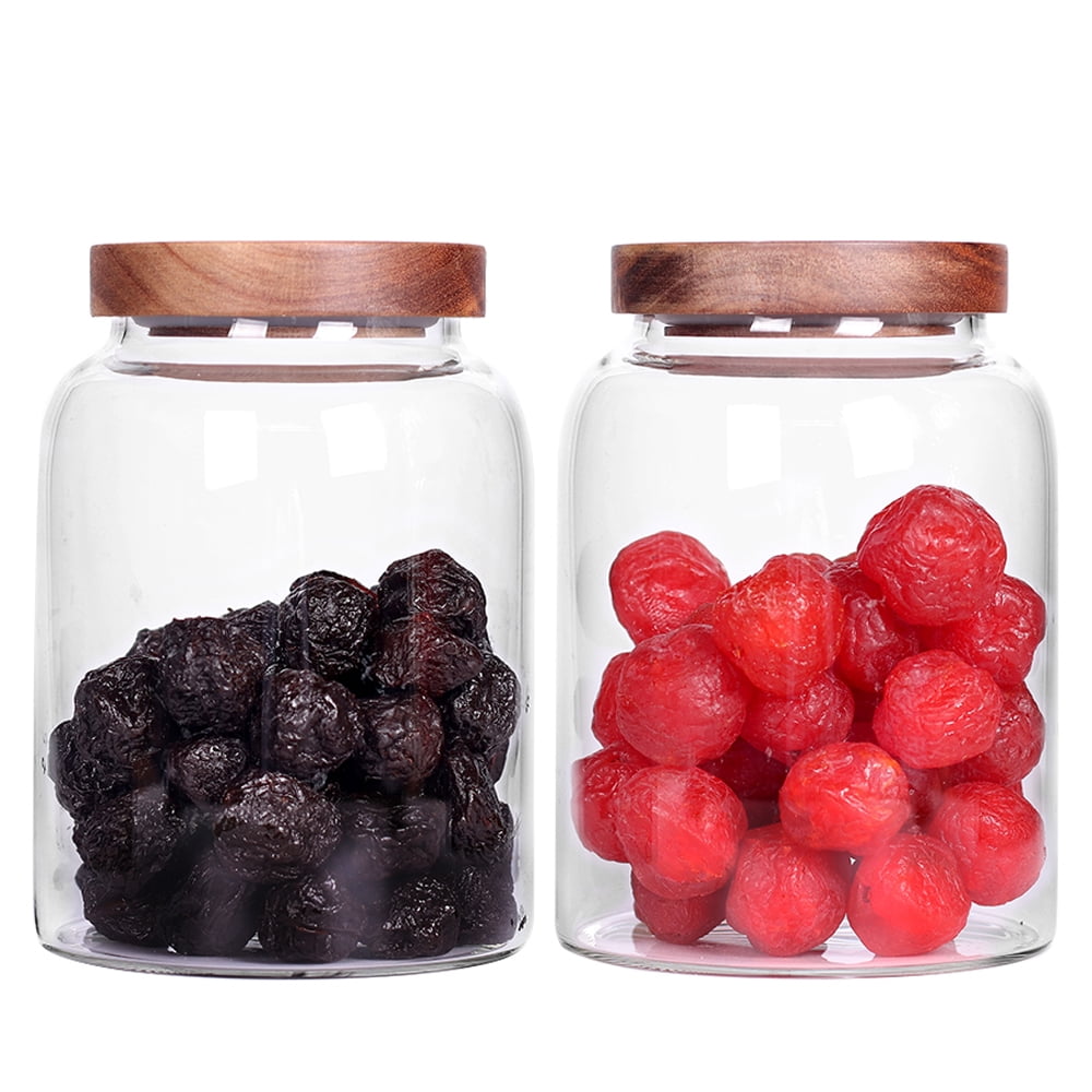 Mason Craft & More mason craft & more airtight kitchen food storage clear  glass pop up lid canister, 2 pack of small 1.6 liter pop up canister