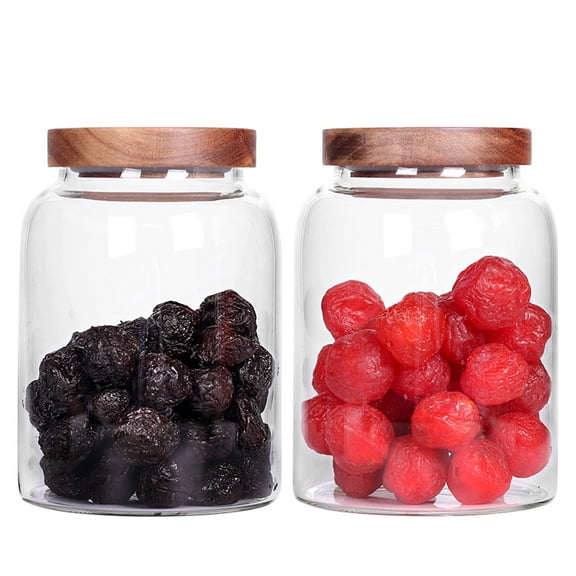 2 Pack 42 OZ Glass Canisters With Airtight Acacia Lids for Pantry Storage Glass Jar Container