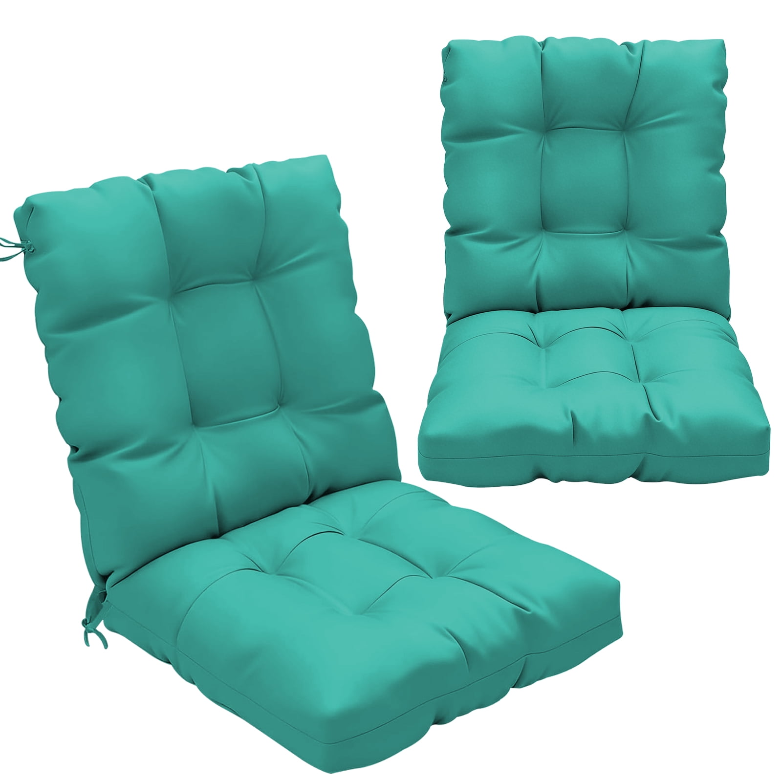 2-Pack 42"x21"x4" Outdoor Chair Cushions, High Back Soft Seat Pad with Ties, Fade-Resistant & Waterproof for Patio Dining/Rocking Chairs, Indoor/Outdoor Use,Lake Blue